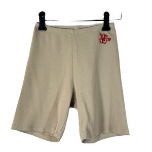 Cherry Los Angeles Logo Ribbed Biker Shorts Sand Size XS